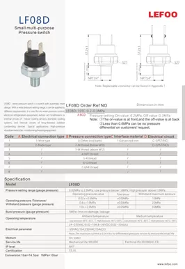 Compresseur d'air Interrupteur de pression LF08D