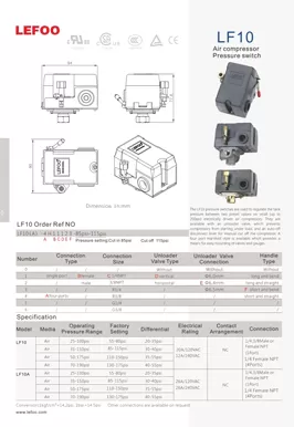 Compresseur d'air Interrupteur de pression LF10