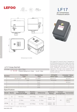 Compresseur d'air Interrupteur de pression LF17