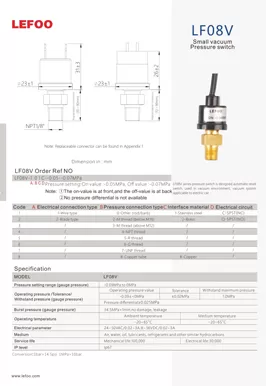 Interrupteur de pression sous vide compact LF08V