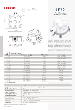 Interrupteur de pression d'air différentielle HVAC LF32
