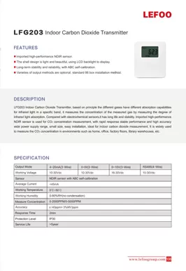 LEFOO LFG203 Transmetteur de dioxyde de carbone intérieur