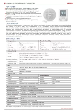 LEFOO LFG60 Transmetteur tout-en-un de qualité de l'air