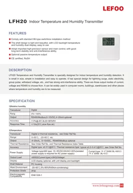 LEFOO LFH20 Transmetteur de température et d'humidité d'intérieur