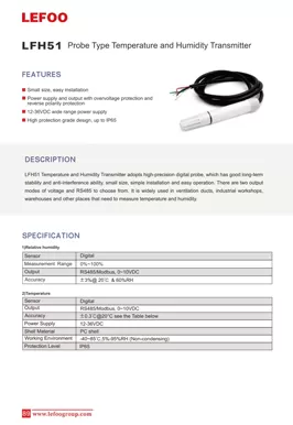 LEFOO LFH51 Type de sonde Transmetteur de température et d'humidité