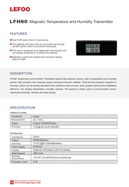 LEFOO LFH60 Transmetteur magnétique de température et d'humidité