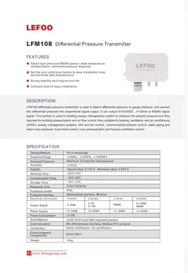 LEFOO LFM108 Transmetteur de basse différence de pression
