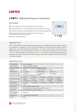 LEFOO LFM11 Transmetteur de pression différentielle