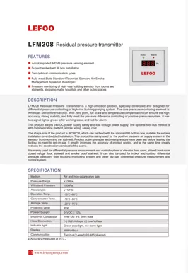LEFOO LFM208 Transducteur de pression résiduelle
