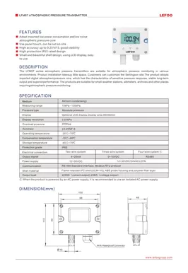 LEFOO LFM57 Transmetteur de pression atmosphérique