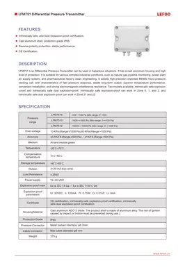 LEFOO LFM751 Transmetteur de pression différentielle industriel