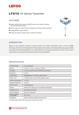 LEFOO LFS10 Transmetteur de vitesse d'air