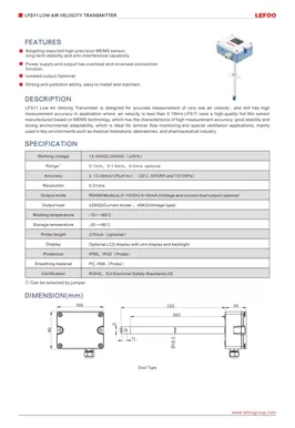 LEFOO LFS11 Transmetteur de vitesse d'air faible