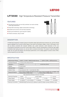 LEFOO LFT2030 Transmetteur de pression résistant aux hautes températures