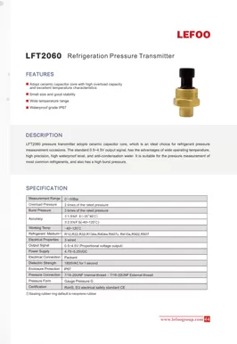 LEFOO LFT2060 Transmetteur de pression de réfrigération