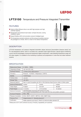 LEFOO LFT3100 Transmetteur de température et pression
