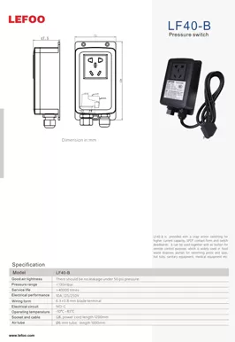 LF40-B de boîte d'interrupteur de pression pneumatique